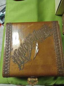 lot 689 image: Old Silk-Lined Handkerchief Box, Vintage Belt, Bolo Tie, Trinkets