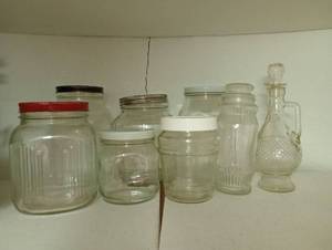 lot 739 image: Large Glass Jars, Some with Lids