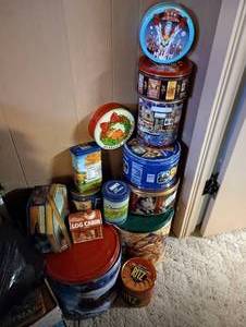lot 765 image: Stack of Tins- Captain Planet, Garfield, Ritz, Etc