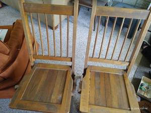 lot 862 image: Two Folding Wooden Chairs