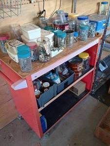 lot 871 image: Rolling Garage Cart wContents