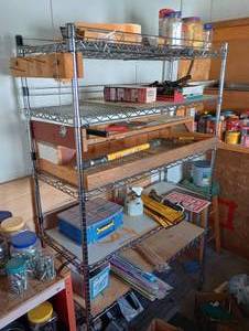 lot 873 image: NSF Rolling Shelf w Contents
