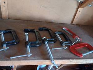 lot 877 image: Six C- Clamps- Large & Heavy