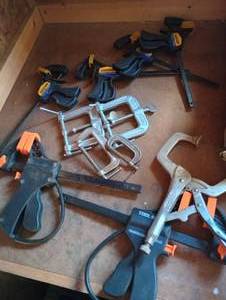 lot 879 image: Furniture Clamps, Mini Regular Bar Clamps, C- Clamps, Vice Grip