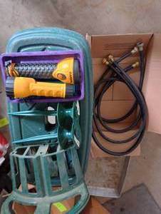 lot 916 image: Hose Attachments, Garden Bench, Flashlights, Etc