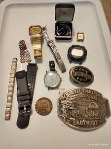 lot 958 image: Small Variety Lot - Watches, Belt Buckle, Etc