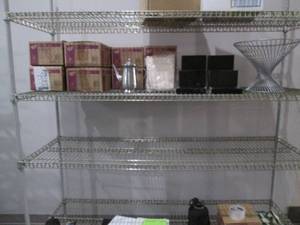 lot 202 image: Lot of 12 16 oz cascading bowls, jade serving pitcher, trays and drip trays