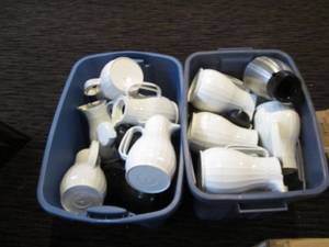 lot 224 image: 2 Totes filled with coffee pitchers...