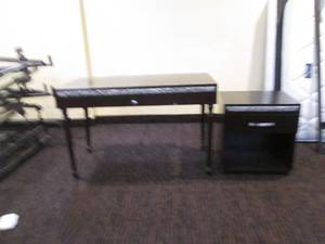 lot 234 image: Matching desk and night stand Desk is 4 x 2 feet nightstand is 22 x 18