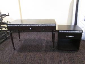 lot 237 image: Matching desk and night stand Desk is 4 x 2 feet nightstand is 22 x 18