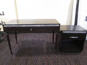 lot 238 image: Matching desk and night stand Desk is 4 x 2 feet nightstand is 22 x 18