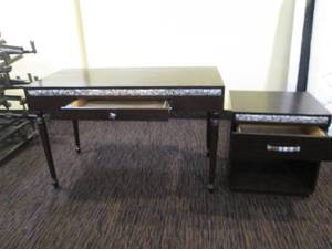 lot 241 image: Matching desk and night stand Desk is 4 x 2 feet nightstand is 22 x 18