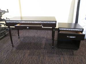 lot 243 image: Matching desk and night stand Desk is 4 x 2 feet nightstand is 22 x 18