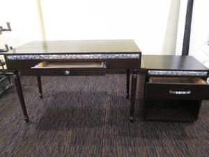 lot 244 image: Matching desk and night stand Desk is 4 x 2 feet nightstand is 22 x 18