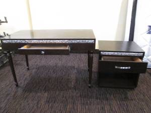 lot 246 image: Matching desk and night stand Desk is 4 x 2 feet nightstand is 22 x 18