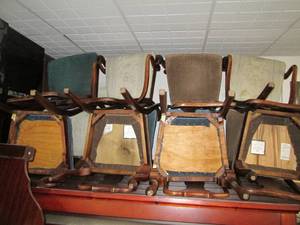 lot 295 image: 12 Assorted plush wood frame chairs...