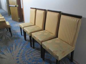 lot 334 image: Lot of 4 chairs with ornate backs. first come first choice