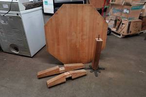lot 285 image: Octagon Butcher Block Wood Table