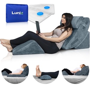 lot 15 image: Lunix LX5 4-Piece Orthopedic Bed Wedge Pillow Set -Navy