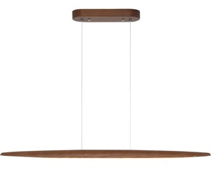 lot 16 image: Wood Linear Pendant Hanging Light Fixture -Walnut Color