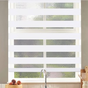 lot 38 image: Dual Layered Roller Zebra Blinds 23x72 -White