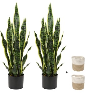 lot 238 image: Set of Two 3 Artificial Snake Plants
