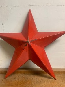 lot 1 image: enamel pail, red star, lodge pan and misc