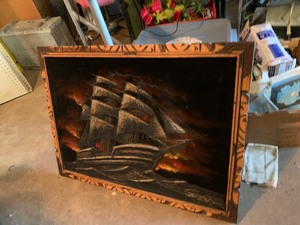 lot 55 image: 2 large pictures and pegboard