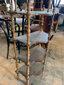 lot 57 image: 4 black chairs, shelf, and more