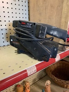 lot 78 image: Misc tools, battery charger, wood box
