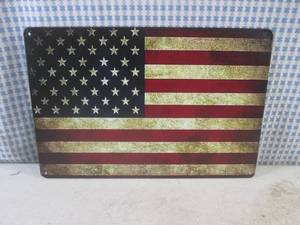 lot 42 image: (FS) American Flag Tin Sign - 11 34 x 7 78