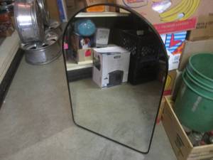 lot 141 image: (D-1) Black Metal Frame Wall Mirror - 35 58 x 32 12