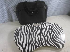 lot 146 image: (G-1) Heys Laptop Bag and Zebra Print Laptop Lap Desk
