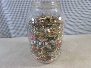 lot 187 image: (BSB) Large Jar Full of Fashion Jewelry - Jar is 10 H x 6 W