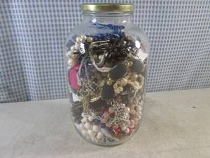 lot 188 image: (BSB) Large Jar Full of Fashion Jewelry - Jar is 10 H x 6 W