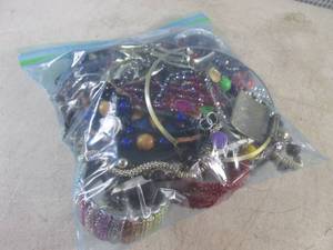 lot 191 image: (BSB) Large Zip-Lock Bag Full of Fashion Jewelry - 9 x 9 x 3 12 Thick