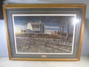 lot 197 image: (FDS) Large Framed Jim Hansel Signed and Numbered At The Crossing Print 39 14 x 29 14