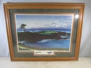 lot 198 image: (D-1) Framed Elizabeth Peper Signed and Numbered The Dream Course Hole Number Sixteen Cypress Print with COA 30 34 x 24 34