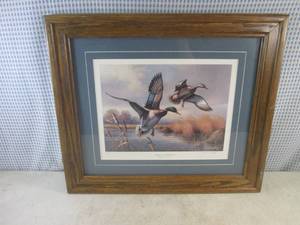 lot 202 image: (D-1) Framed John C Green Signed and Numbered Madison Mallards Print 23 14 x 20