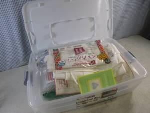 lot 209 image: (G-1) Underbed Tote with Lid Full of Quilting Supplies