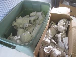 lot 217 image: (G-1) Tote and Box Full of Assorted Wrapped Glass Items