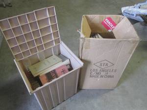 lot 231 image: (CS) Box and Plastic Container of Misc Vintage and Other Books