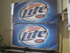 lot 255 image: (EW1) 2 Miller Lite Beer Logo Ceiling Tile Panels - 2 ft x 4 ft