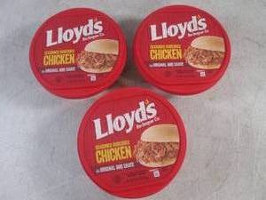 lot 315 image: (FRZ) 3 Frozen Lloyds Seasoned Shredded Chicken in Original BBQ Sauce 1 Pound Each Past Date