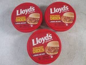 lot 316 image: (FRZ) 3 Frozen Lloyds Seasoned Shredded Chicken in Original BBQ Sauce 1 Pound Each Past Date