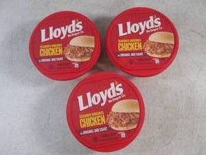 lot 317 image: (FRZ) 3 Frozen Lloyds Seasoned Shredded Chicken in Original BBQ Sauce 1 Pound Each Past Date
