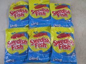 lot 329 image: (B-2) 6 Bags Swedish Fish Candy 8oz Best by Aug 2024