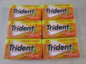 lot 337 image: (B-1) 6 Trident 28pc Pocket Pack Tropical Twist Gum Best by Jan 2025