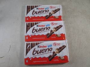 lot 344 image: (B-1) 3 Packages of Kinder Bueno Bars 5) 2-Bar Packs per Package Past Date