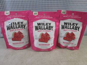 lot 351 image: (B-3) 3 Bags Wiley Wallaby Watermelon Licorice 10oz Past Date